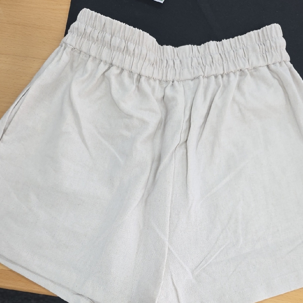 High Waist Cream Shorts for Women